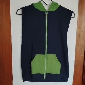 Fruit of the Loom Kids Sleeveless Zip-Up Hoodie - Navy and Green